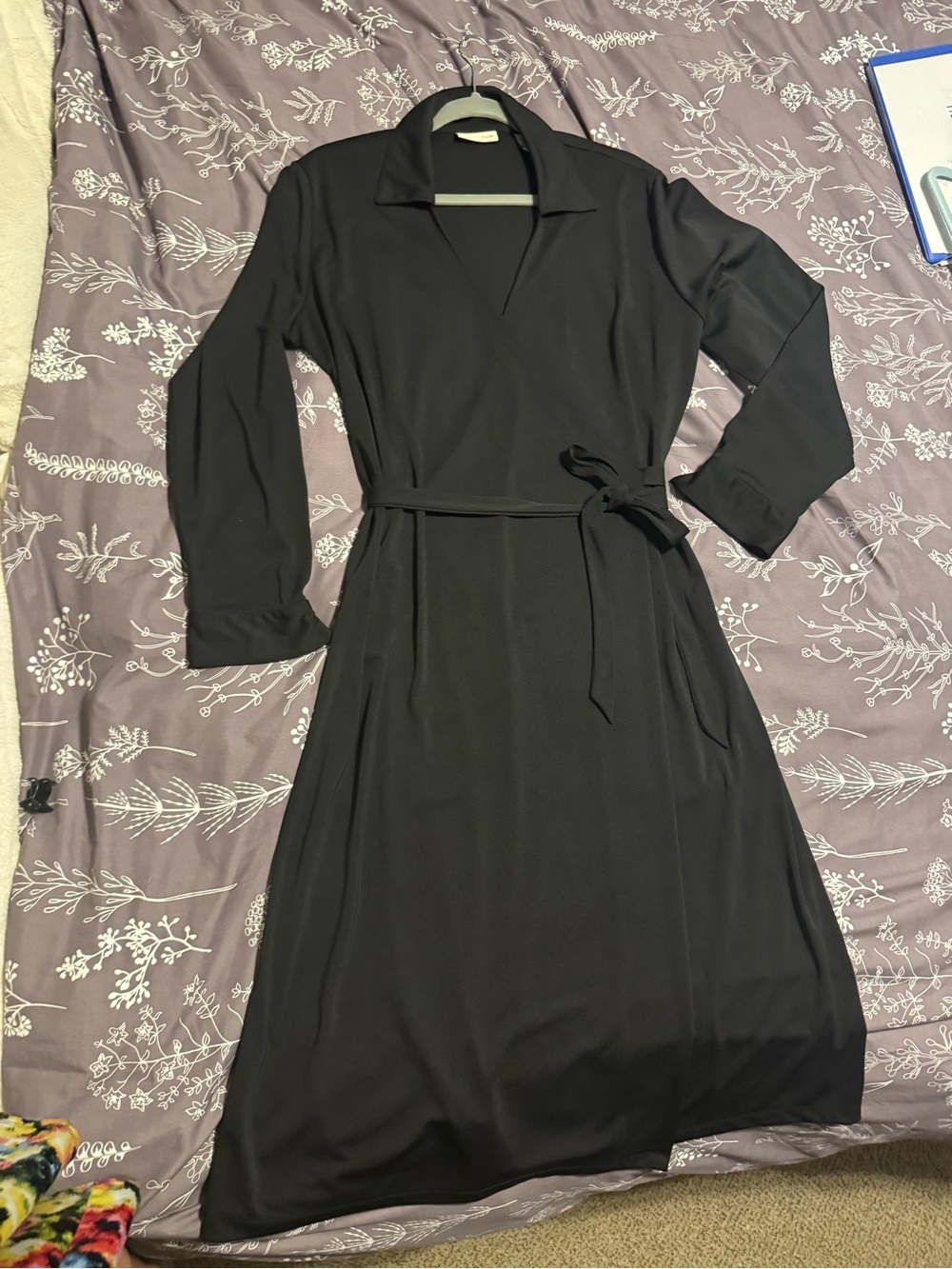 Amanda Smith Black Long Sleeve Wrap Shirt Dress